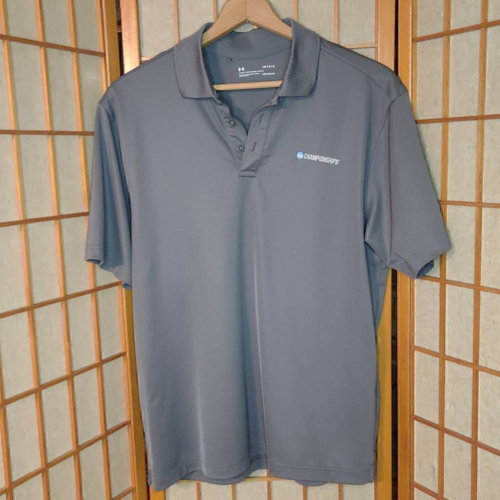 Under Armour Men's Loose Heatgear NCAA Championships Polo Shirt Gray Large